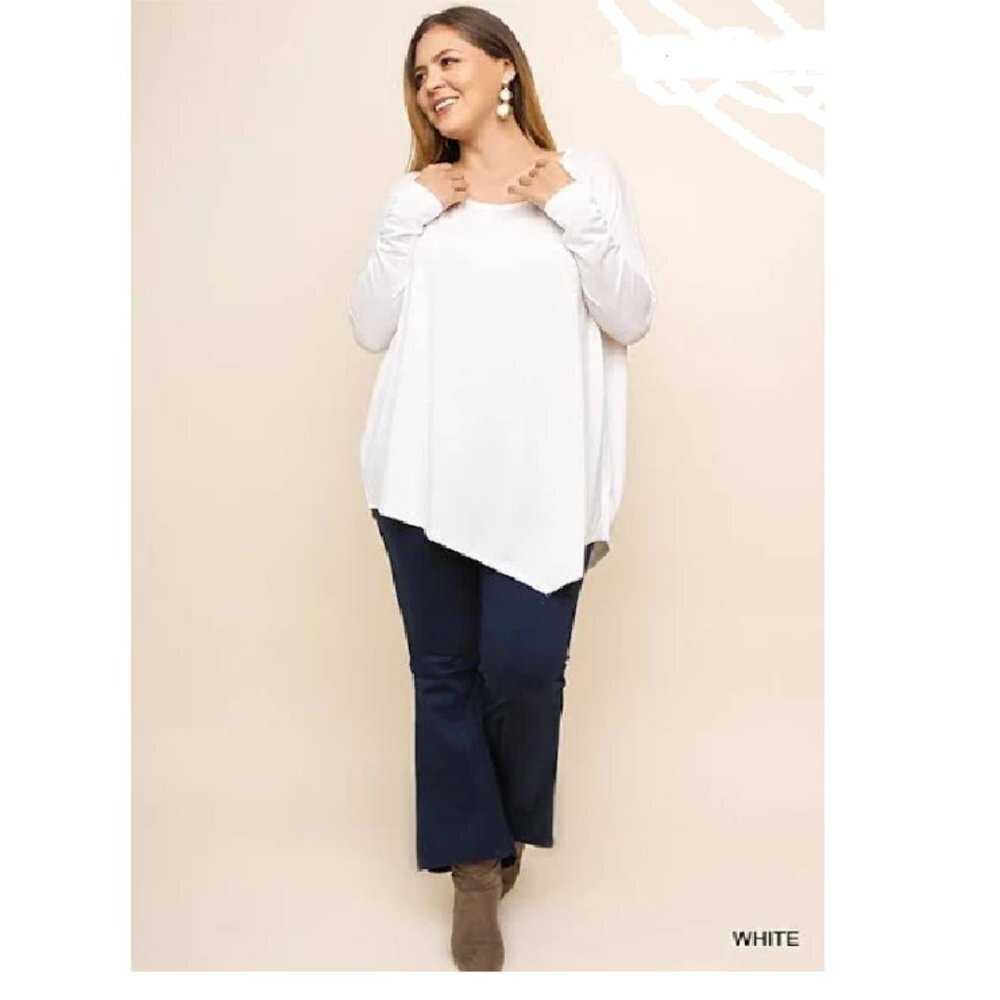 New Umgee Wear‎ Me Out Cotton Blend Long Sleeve Relaxed Fit Top Red Size S